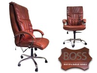 Офисное массажное кресло EGO BOSS EG1001Махагон в комплектации ELITE натуральная кожа - магазин СпортДоставка. Спортивные товары интернет магазин в Рязани 